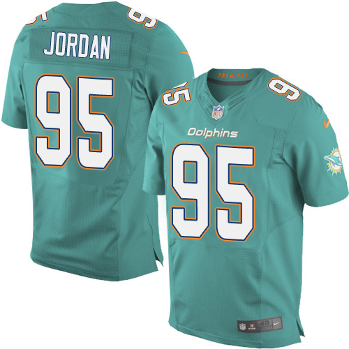 Men's Elite Dion Jordan Nike Jersey Aqua Green Home - #95 NFL Miami Dolphins